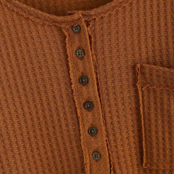 LAST ONE SALE Waffle Knit Half Button Long Sleeve - Picture 4 of 5